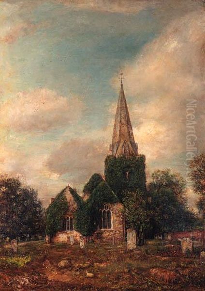 The Churchyard At Stoke Poges, Buckinghamshire Oil Painting by Henry Mark Anthony