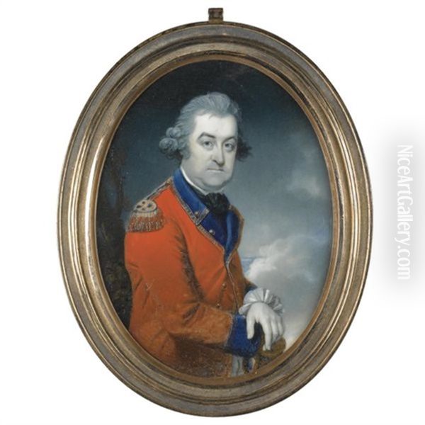 Portrait Of A Colonel Of The 41st Foot Regiment, Wearing A Red Uniform With Blue Facing And Gold Lace by Richard Crosse