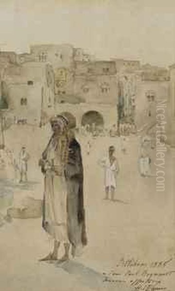 Bedouins A L'entree De Bethleem Oil Painting by Jean-Baptiste Anthony