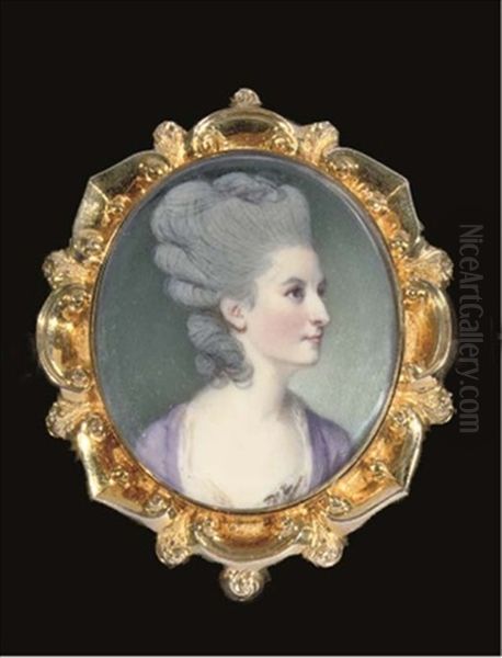 Catherine Osbaldeston (nee Pennington), In Lilac-coloured Dress With Powdered Hair Upswept Oil Painting by Richard Crosse