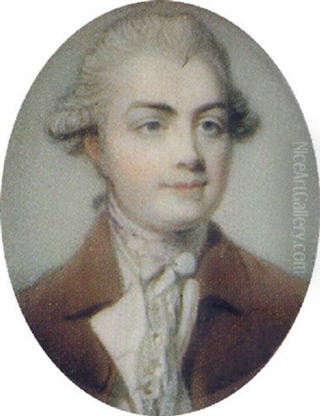 A Gentleman With Powdered Hair En Queue, Wearing A Light Brown Coat, White Waistcoat And Lace Cravat by Richard Crosse