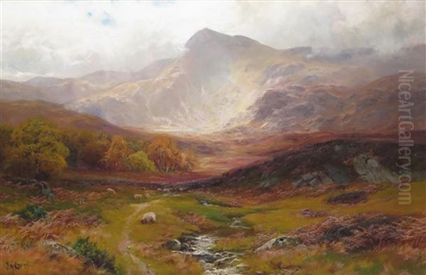 Autumn Hills Oil Painting by James Henry Crossland