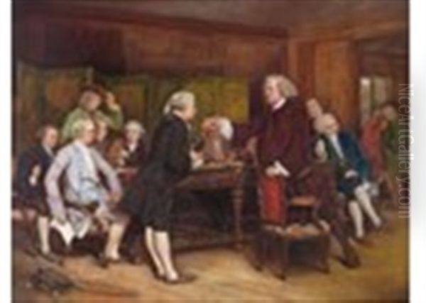 Doctor Johnson Receiving Boswell In The Library Oil Painting by Eyre Crowe