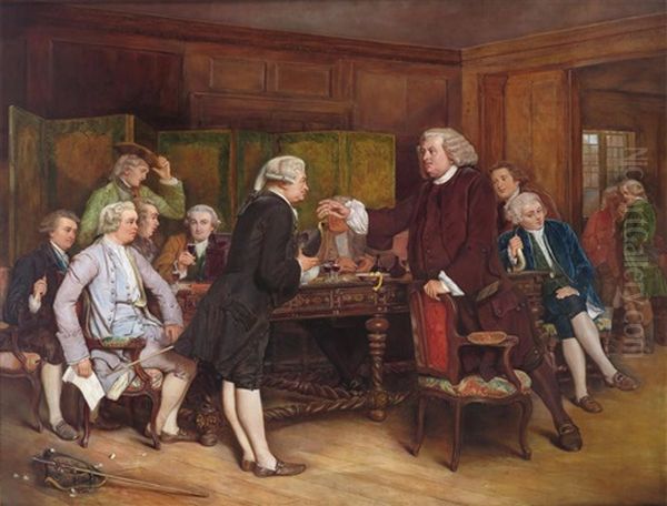 Doctor Johnson Receiving Boswell In The Library Oil Painting by Eyre Crowe