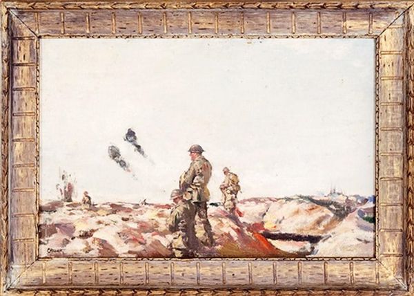 Ww1 Battlefield Scene Oil Painting by Frank R. Crozier