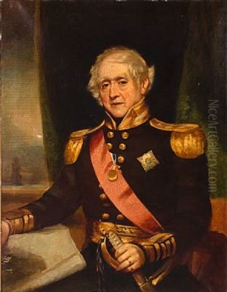 Admiral Sir James Hawkins-whiteshed Bart, C.c.b Oil Painting by Frederick Cruickshank