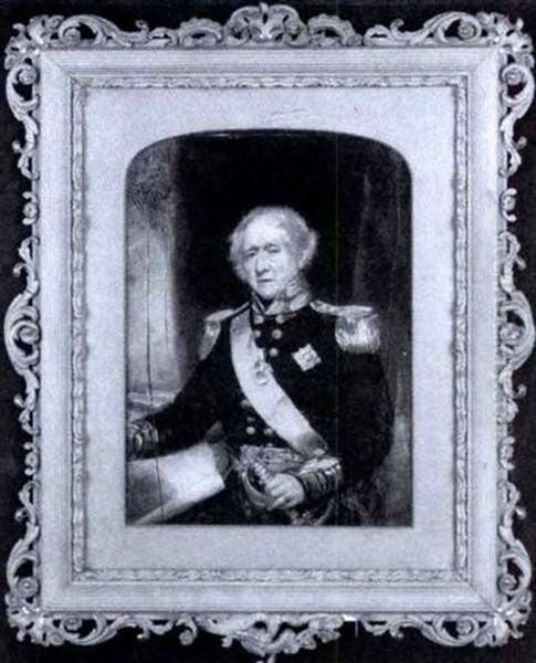 Admiral Sir James Hawkins Of Whitshed Bt., Wearing Uniform Blue Coat With Gold Collar And Epaulettes, Breast Star And Red Sash Of The Order Of The Bath And Naval Gold Medal Oil Painting by Frederick Cruickshank