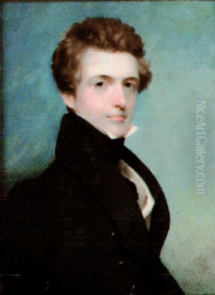 Mr Davidson, Wearing Blue Coat, White Waistcoat And Black Stock Oil Painting by Frederick Cruickshank