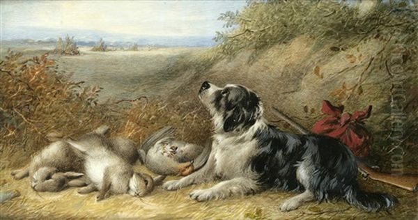 Spaniel With The Day's Bag Oil Painting by William Cruickshank