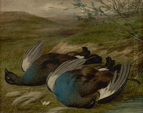 A Still Life Of Blackcock (+ A Still Life Of Pheasant; Pair) Oil Painting by William Cruickshank