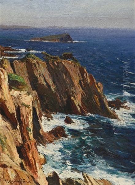 Les Falaises, Presqu'ile De Giens Oil Painting by Victor Crumiere