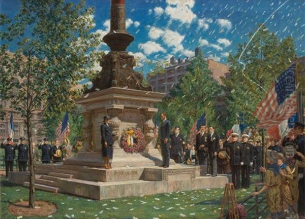 Lindbergh's Ticker Tape Parade, Wwi Memorial, Madison Square Park, New York City Oil Painting by Sebastian Cruset