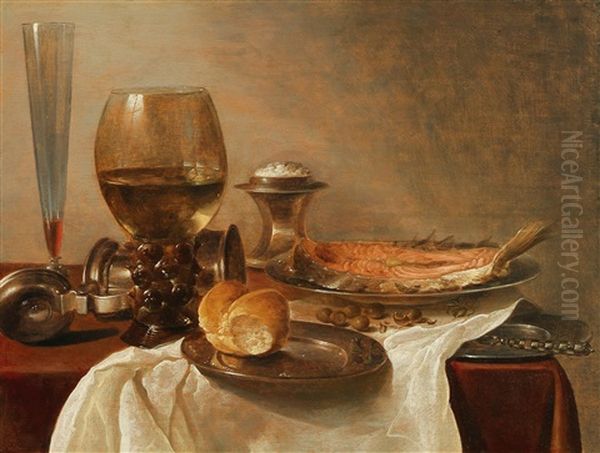 A Still Life With Glasses Oil Painting by Cornelis Cruys