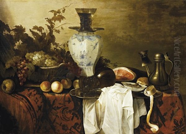 Nature Morte Aux Fruits, Tulipes Et Vase Clos Allemand Oil Painting by Cornelis Cruys