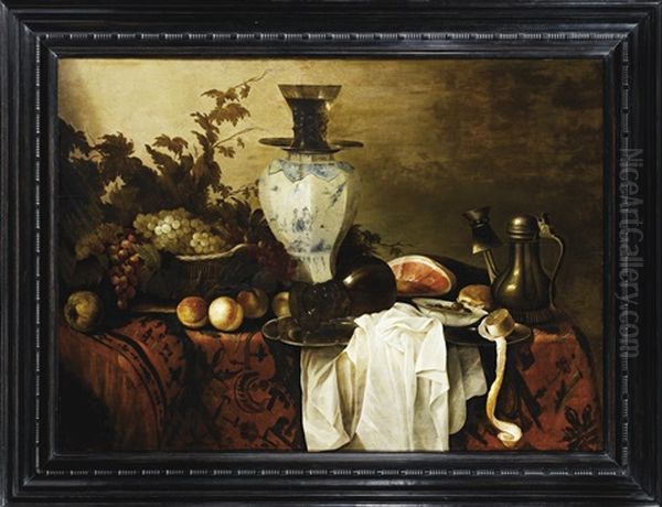 Nature Morte Aux Fruits, Tulipes Et Vase Clos Allemand Oil Painting by Cornelis Cruys