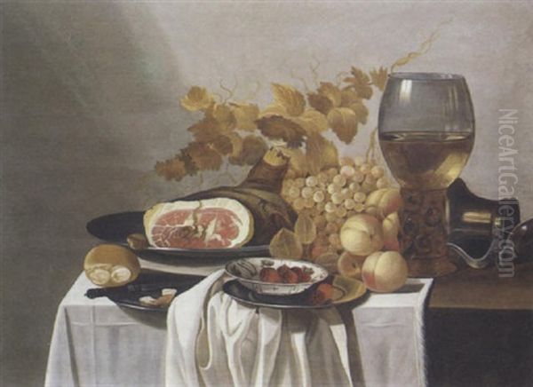 Nature Morte Au Verre De Vin Du Rhin Oil Painting by Cornelis Cruys