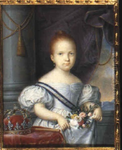 Isabel Ii, Queen Of Spain And The Indies Oil Painting by Luis de la (El Canario) Cruz y Rios