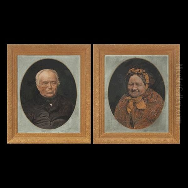 Portrait Of A Man & His Wife (2 Works) Oil Painting by Lajos Csillaghi