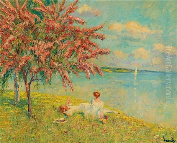 Fruhling Am See Oil Painting by Edward Cucuel