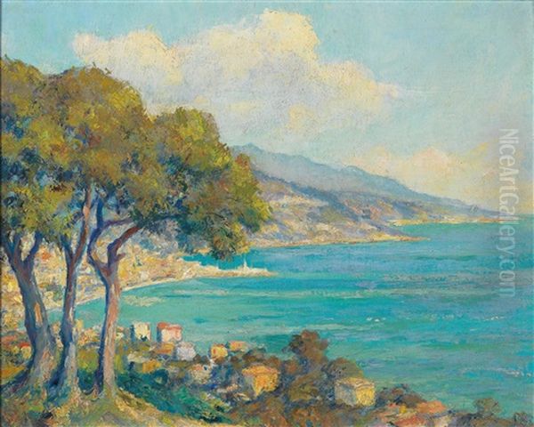 Menton Oil Painting by Edward Cucuel