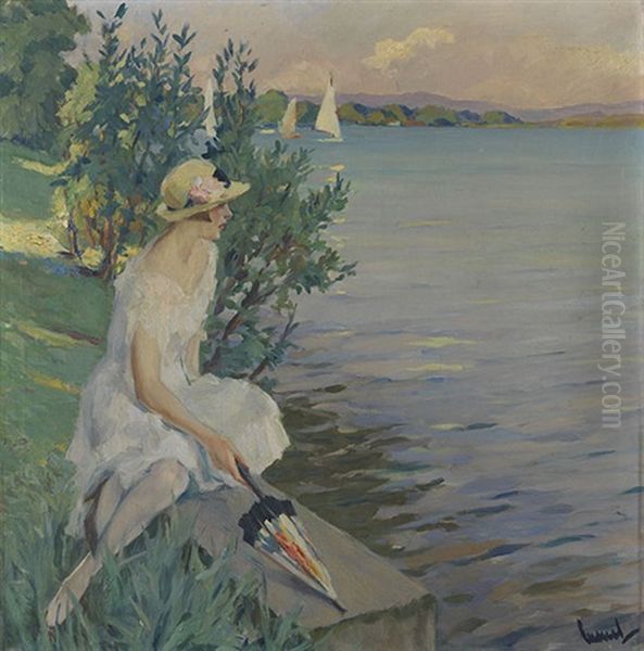 Auf Der Seemauer Oil Painting by Edward Cucuel