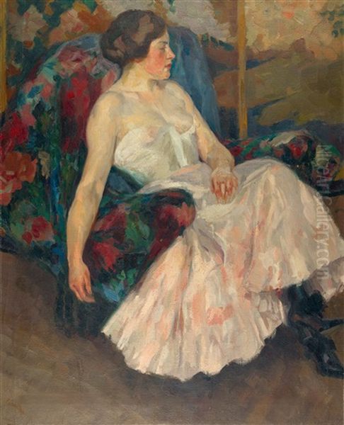 Dame Auf Einem Fauteuil Oil Painting by Edward Cucuel