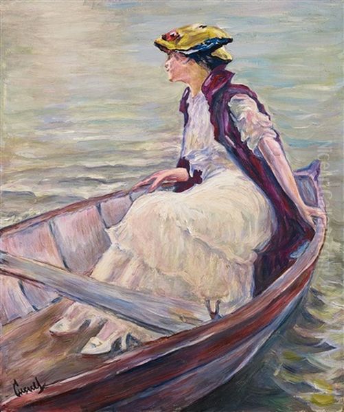 Dame In Einem Boot Oil Painting by Edward Cucuel