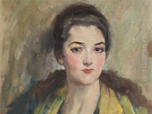 Portrait Of A Young Woman Oil Painting by Edward Cucuel