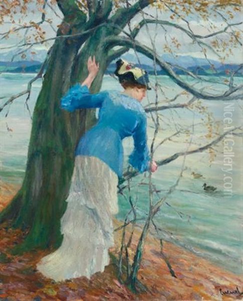 The Old Oak Oil Painting by Edward Cucuel