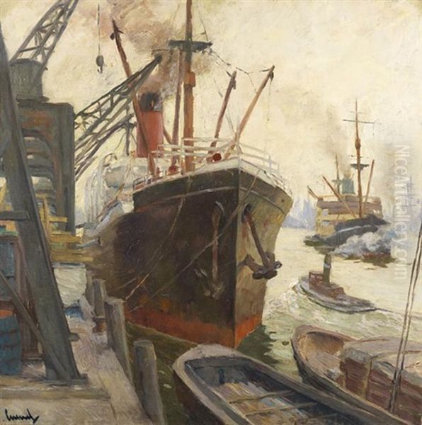 Im Hamburger Hafen: Von Der Sudsee Zuruck Oil Painting by Edward Cucuel