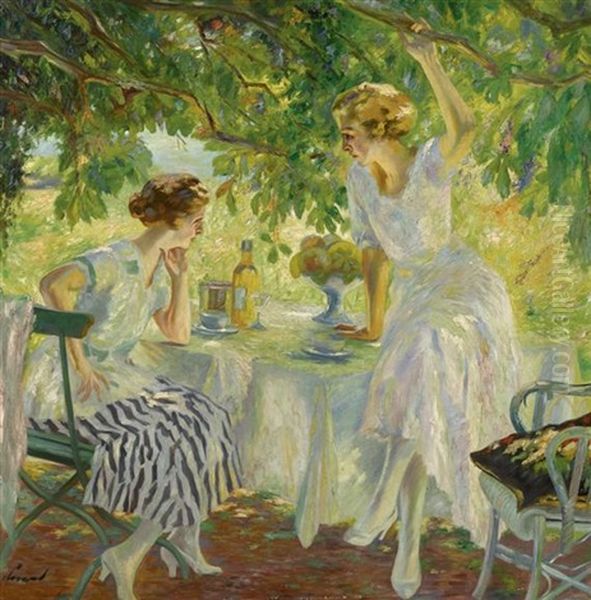 Am Starnbergersee - Nachmittagstee Oil Painting by Edward Cucuel