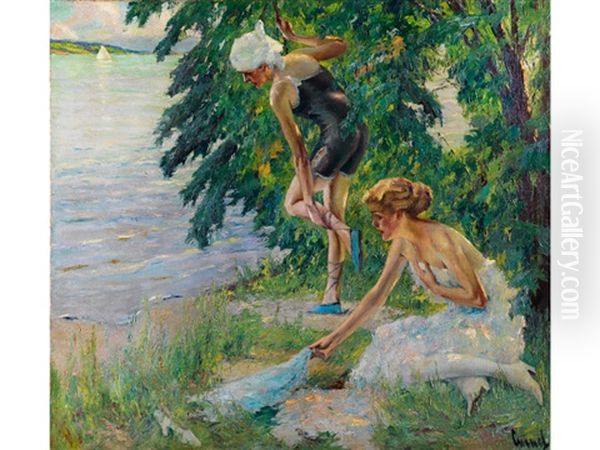 Hochsommer Am Starnberger See Oil Painting by Edward Cucuel