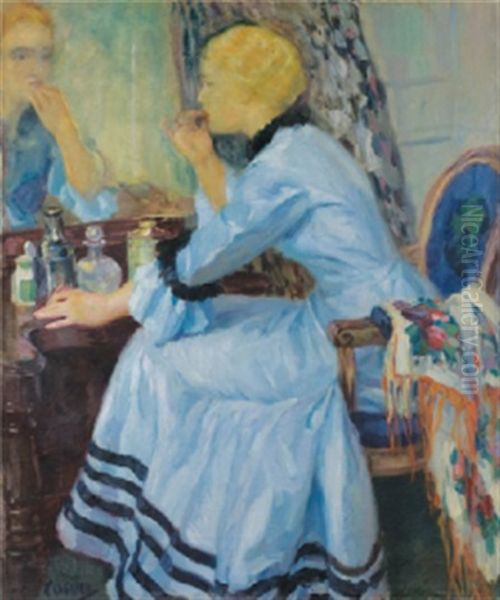 La Robe Bleue Oil Painting by Edward Cucuel