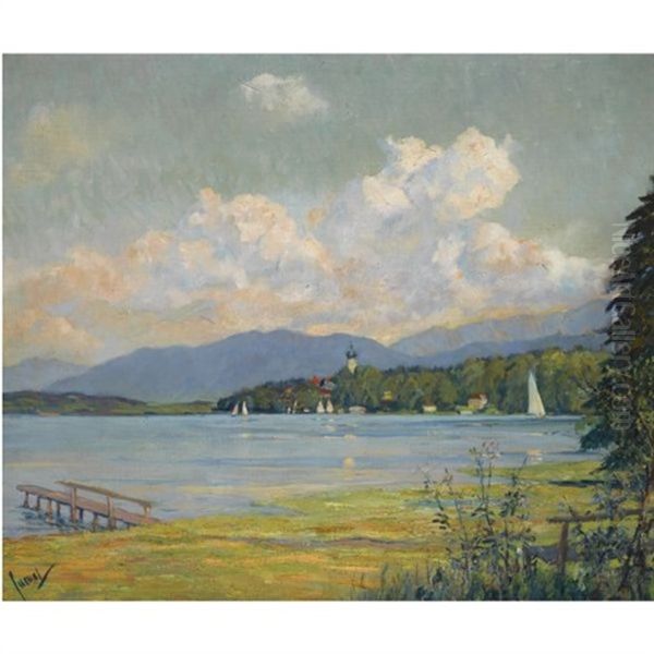 Am Starnberger See (lake Starnberg) Oil Painting by Edward Cucuel