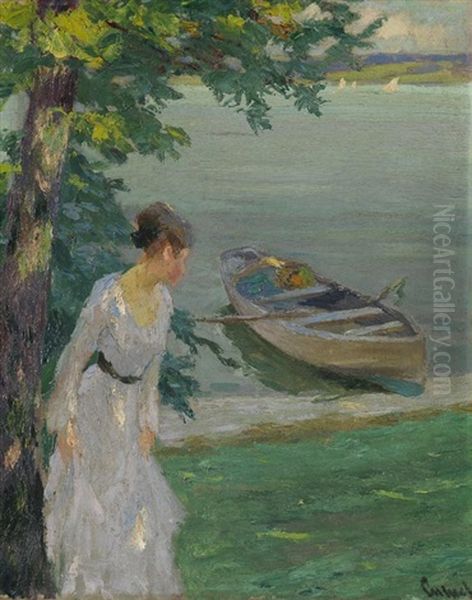 Dame Am See Oil Painting by Edward Cucuel