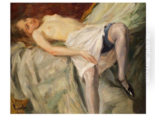 Liegender Madchenakt Oil Painting by Edward Cucuel