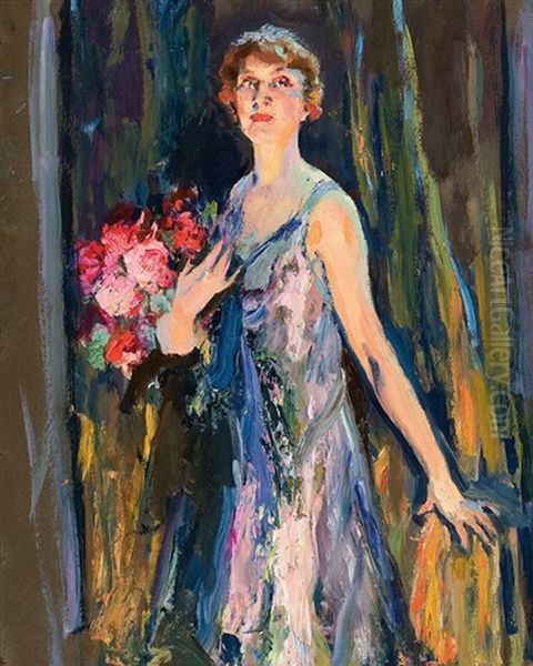 Portrat Einer Dame Oil Painting by Edward Cucuel