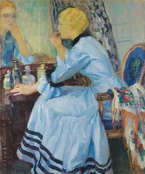 The Blue Robe Oil Painting by Edward Cucuel