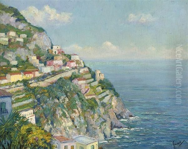 On The Amalfi Coast Near Positano Oil Painting by Edward Cucuel