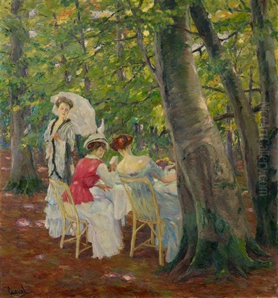 Im Walde Oil Painting by Edward Cucuel