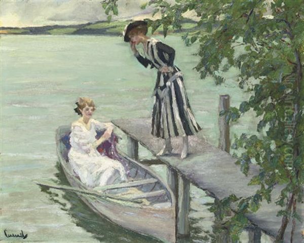 An Afternoon Boating Oil Painting by Edward Cucuel