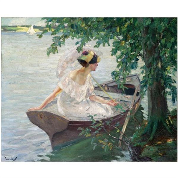 An Outing By Boat Oil Painting by Edward Cucuel