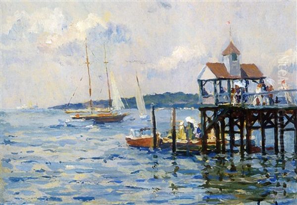 On The Pier Oil Painting by Edward Cucuel