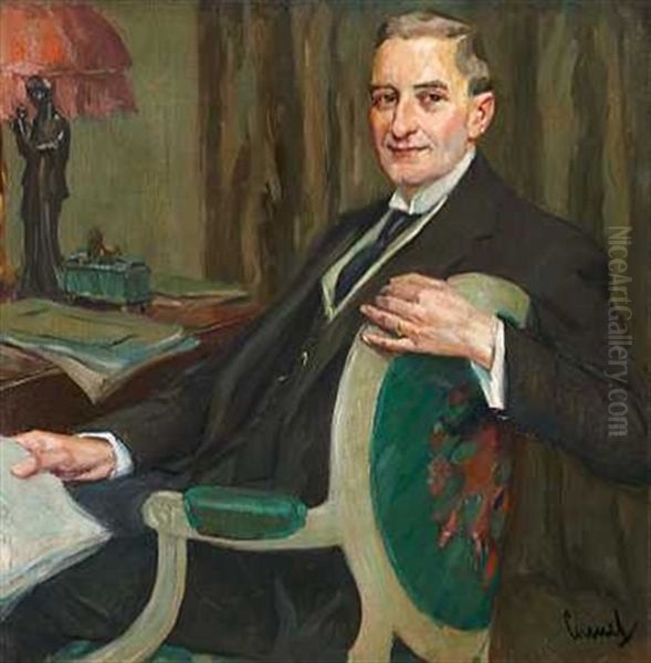 Justizrat Dr. Hermann Steining Oil Painting by Edward Cucuel