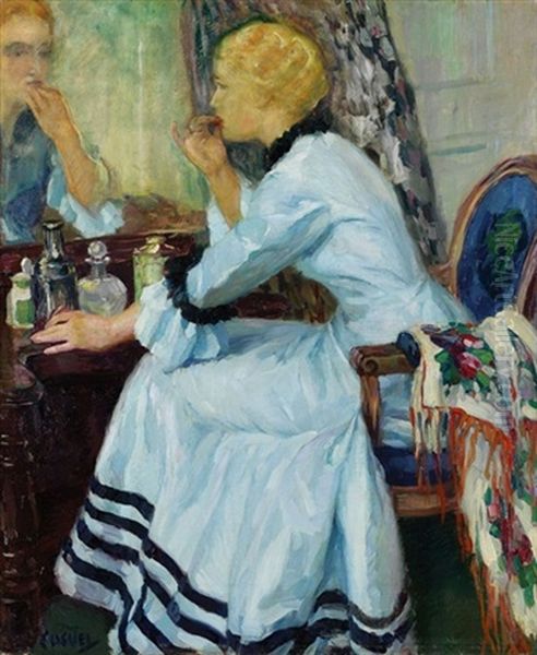 La Robe Bleue Oil Painting by Edward Cucuel