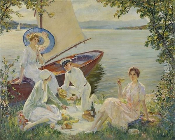 Picknick Am Starnberger See Oil Painting by Edward Cucuel