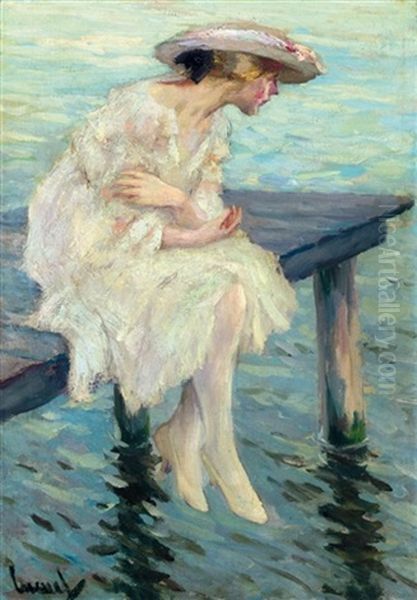 Abend Am See (evening By The Lake) Oil Painting by Edward Cucuel