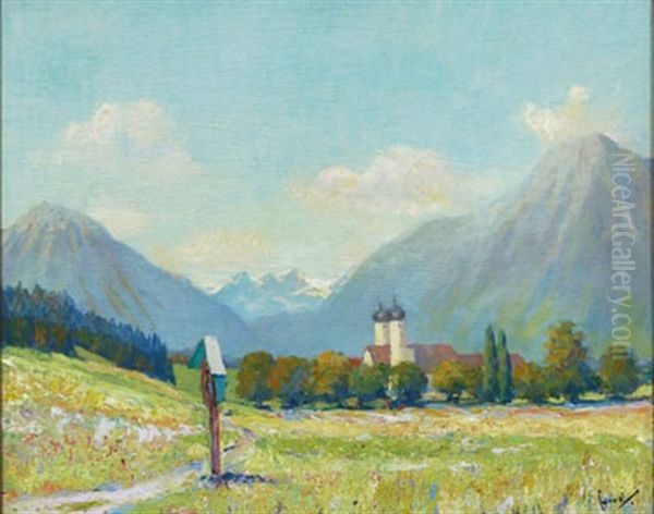 Kloster Benedickt Beuren Mit Herzogstand Oil Painting by Edward Cucuel