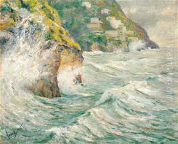 Sturmisches Meer Bei Capri Oil Painting by Edward Cucuel