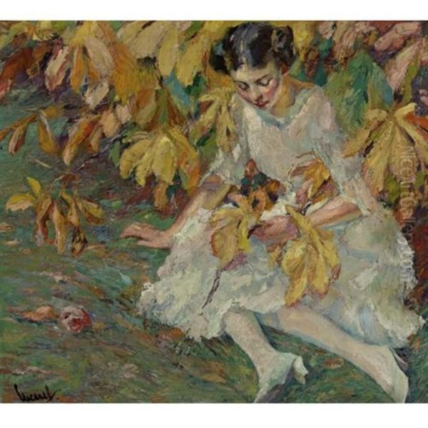 In Autumn Sunlight Oil Painting by Edward Cucuel